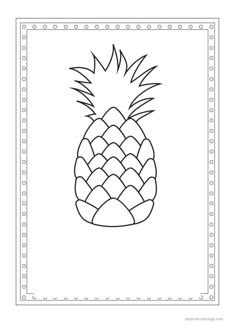 coloriage ananas ananas encadre - dessin gratuit &agrave; imprimer