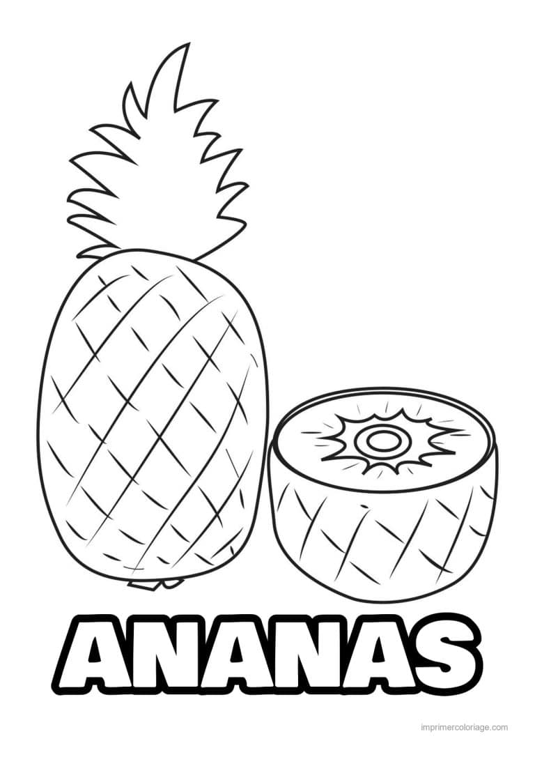 coloriage ananas ananas entier et tranche - dessin gratuit &agrave; imprimer