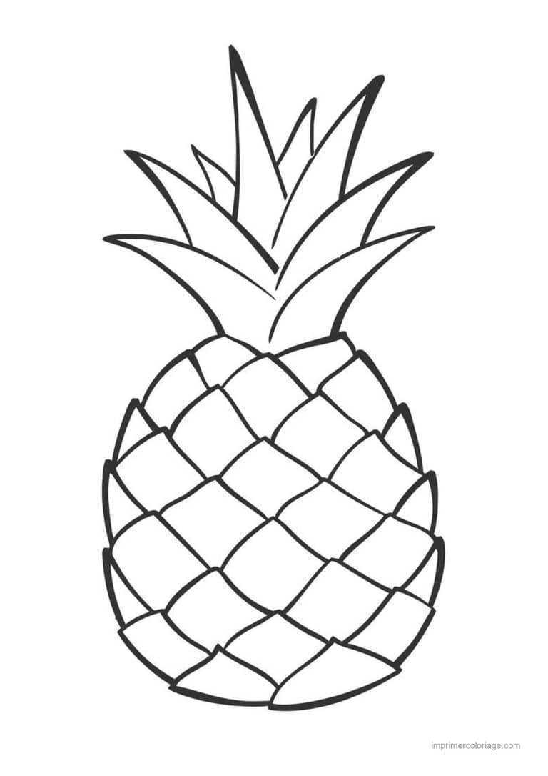 coloriage ananas ananas et sa couronne 2 - dessin gratuit &agrave; imprimer
