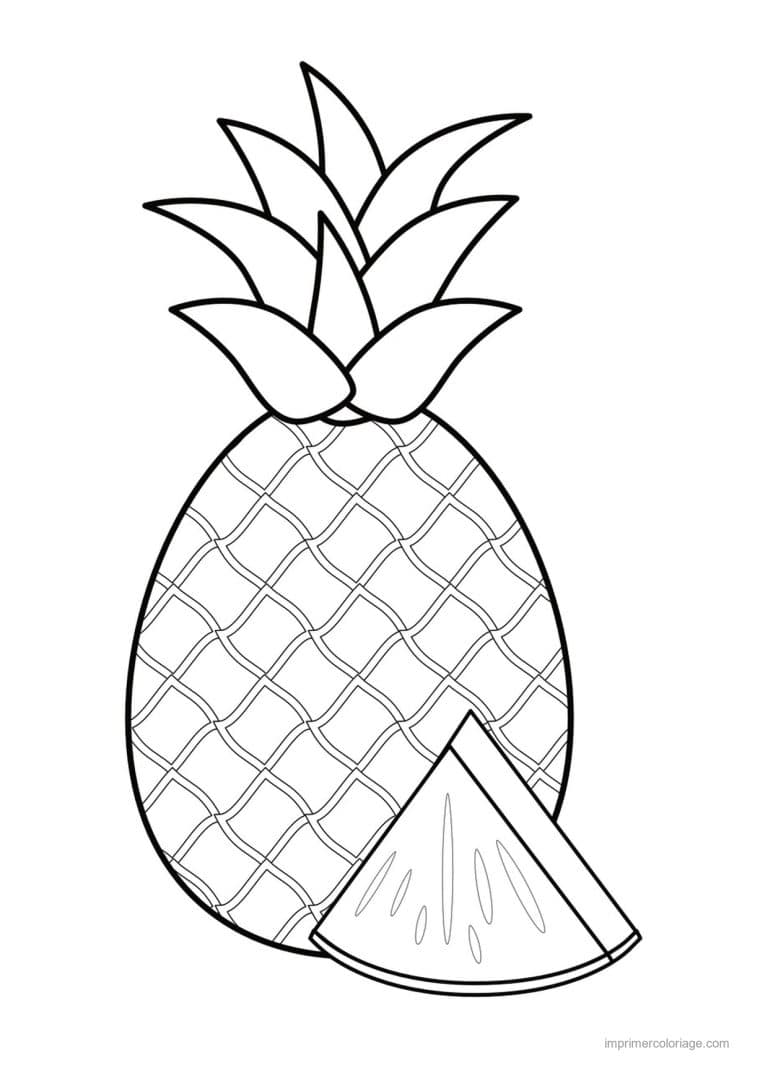 coloriage ananas ananas et sa tranche - dessin gratuit &agrave; imprimer