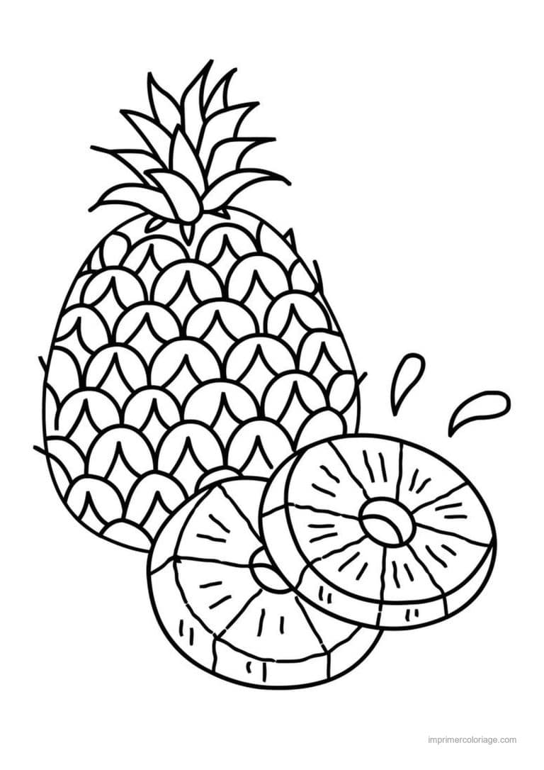 coloriage ananas ananas et ses tranches - dessin gratuit &agrave; imprimer