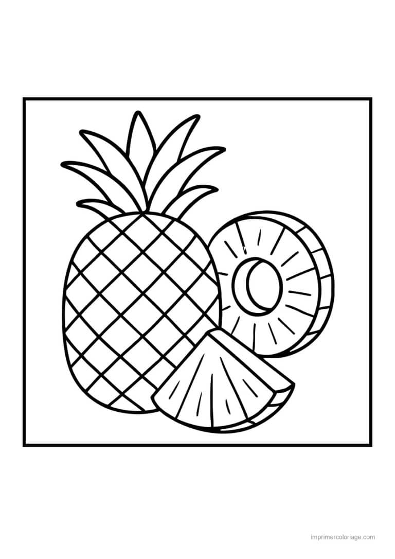 coloriage ananas ananas et tranches - dessin gratuit &agrave; imprimer