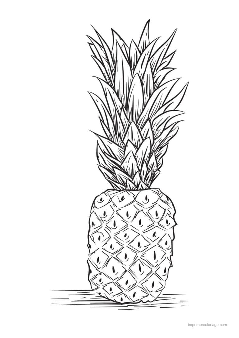 coloriage ananas ananas grave - dessin gratuit &agrave; imprimer
