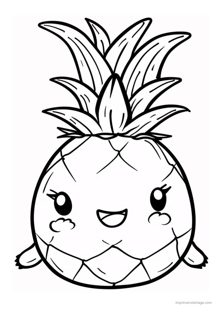 coloriage ananas ananas kawaii 175 - dessin gratuit &agrave; imprimer