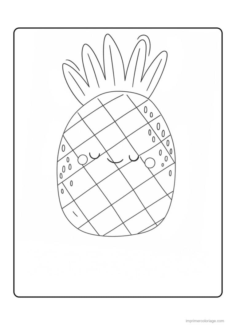 coloriage ananas ananas kawaii - dessin gratuit &agrave; imprimer