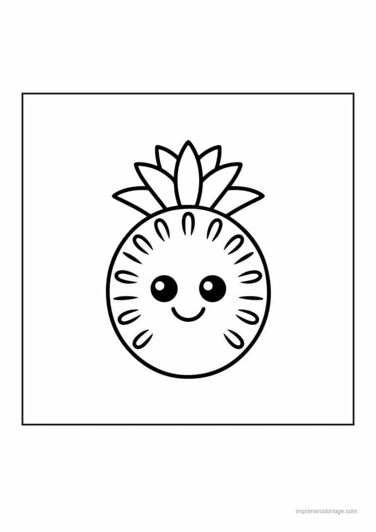 coloriage ananas ananas kawaii rigolo - dessin gratuit &agrave; imprimer