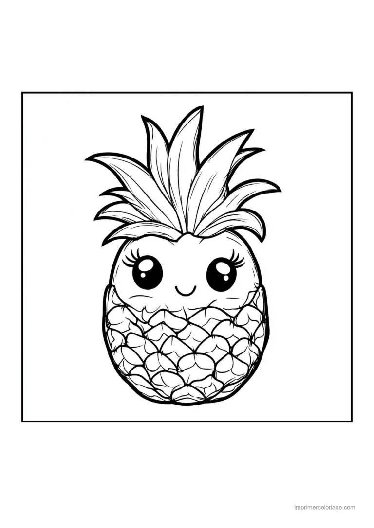 coloriage ananas ananas souriant - dessin gratuit &agrave; imprimer