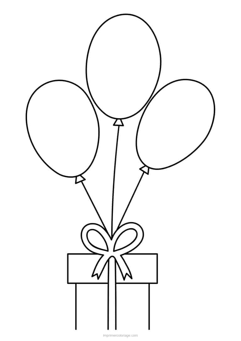 coloriage anniversaire ballons et cadeau - dessin gratuit &agrave; imprimer