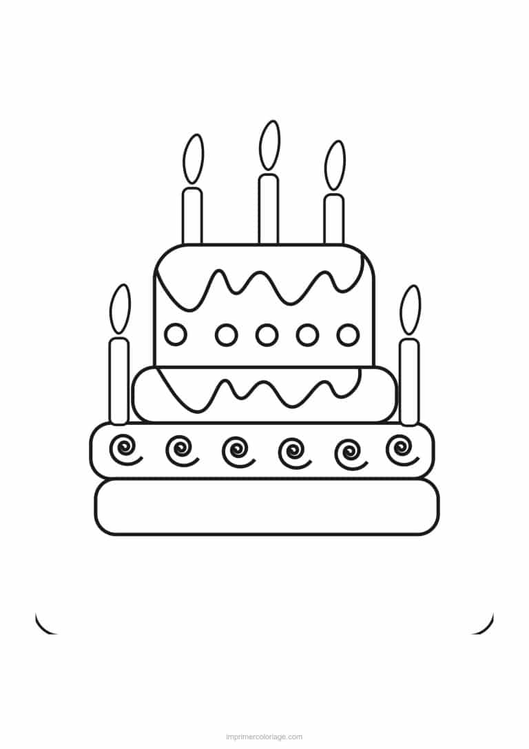 coloriage anniversaire gateau a trois bougies - dessin gratuit &agrave; imprimer