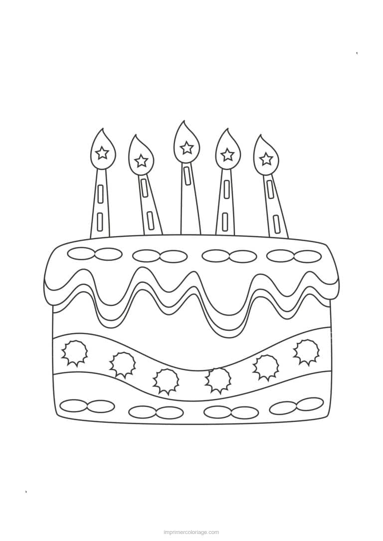 coloriage anniversaire gateau aux soleils - dessin gratuit &agrave; imprimer