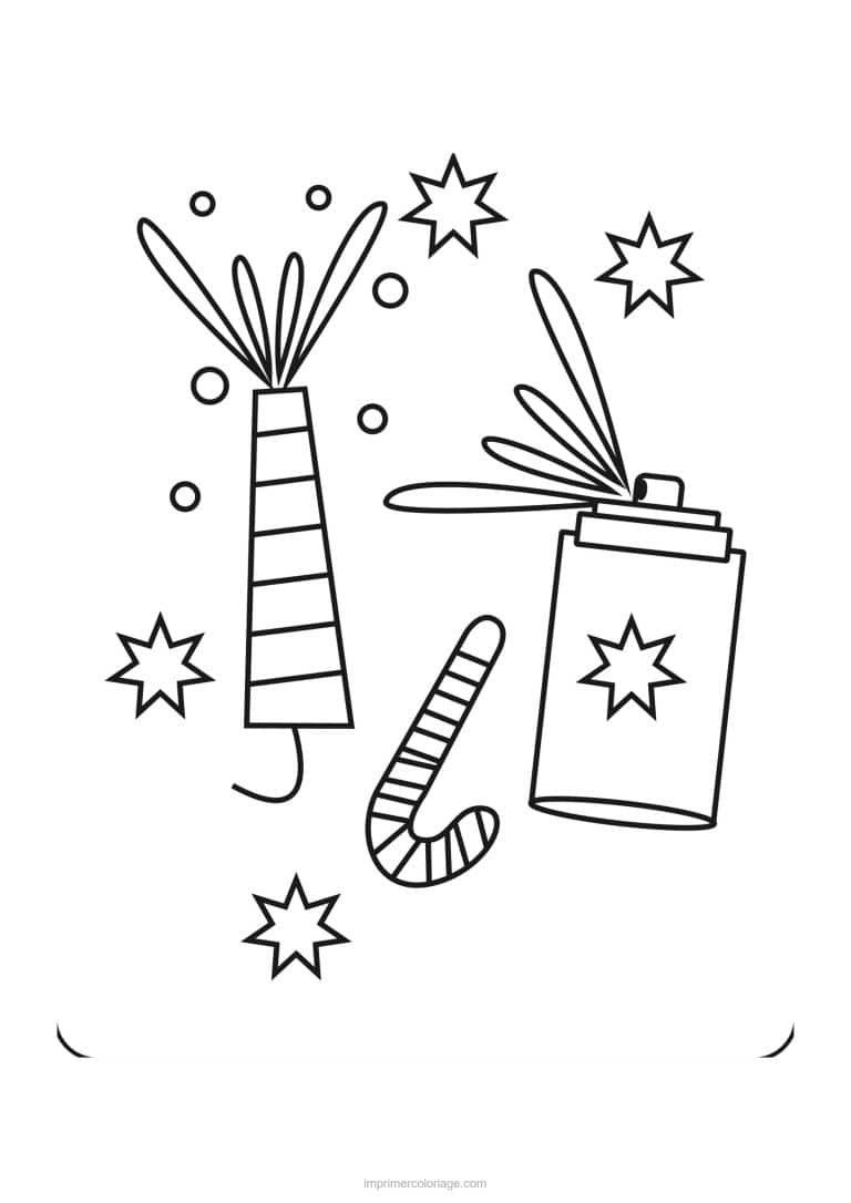 coloriage anniversaire sarbacanes et etoiles - dessin gratuit &agrave; imprimer