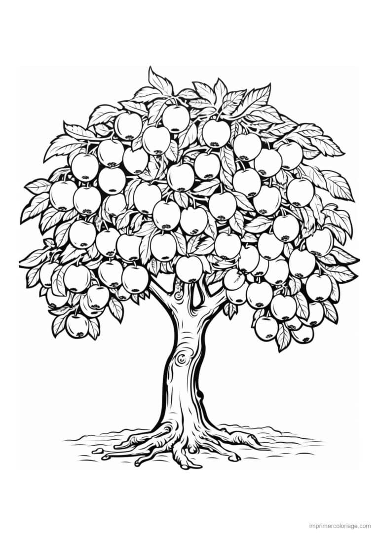 coloriage arbre a petits fruits - dessin gratuit &agrave; imprimer