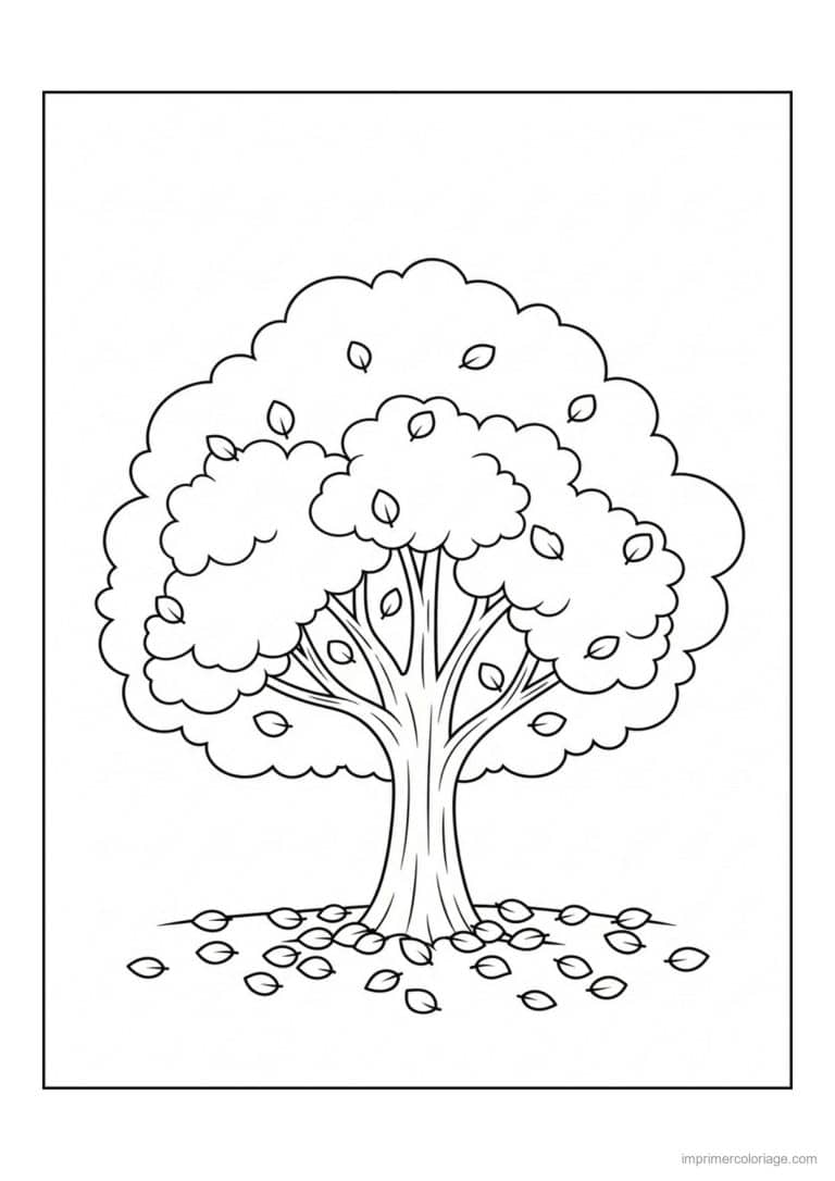 coloriage arbre feuilles tombees - dessin gratuit &agrave; imprimer