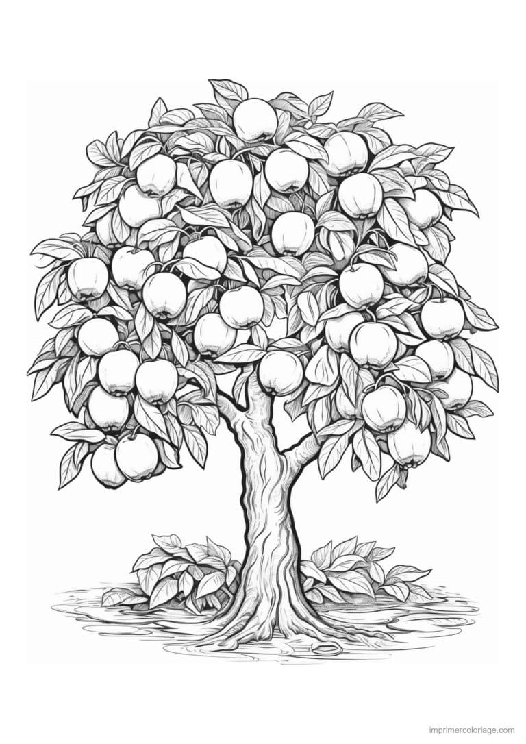 coloriage arbre fruits et vigne - dessin gratuit &agrave; imprimer