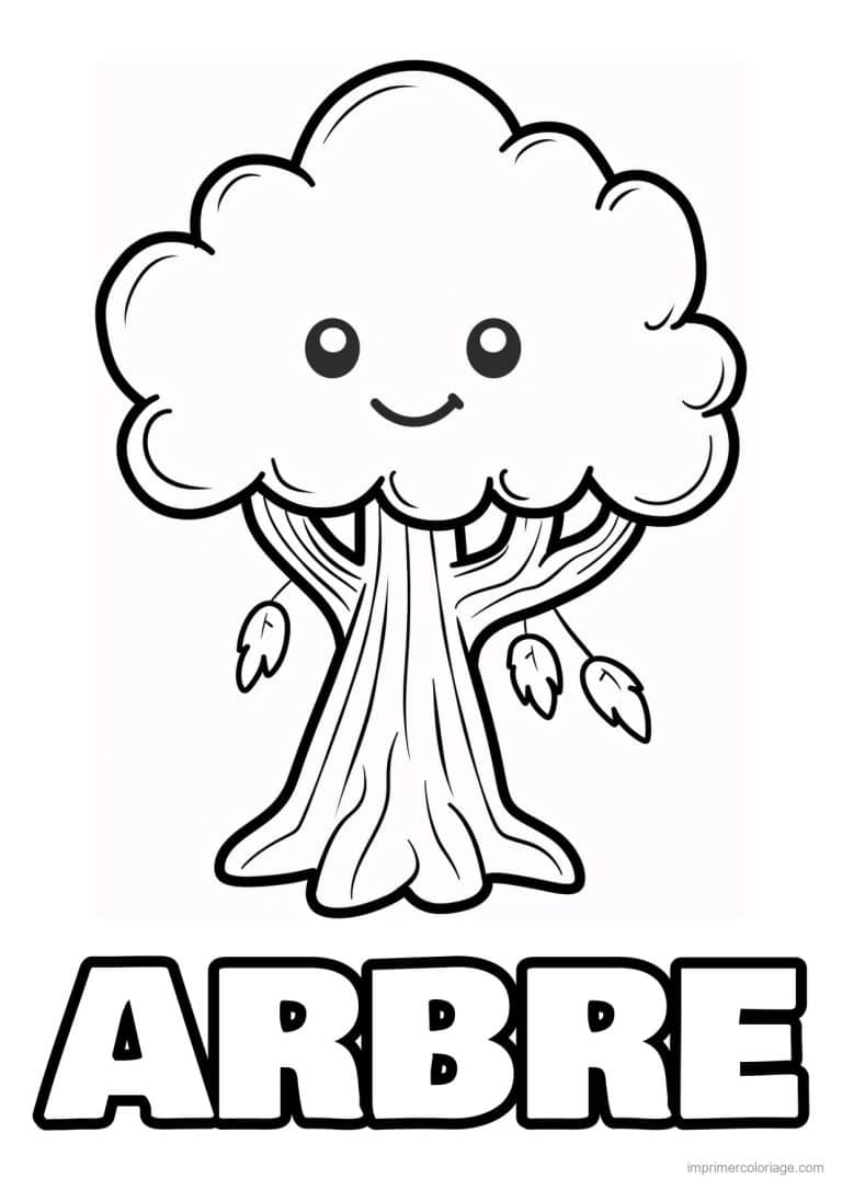 coloriage arbre souriant pour enfant - dessin gratuit &agrave; imprimer