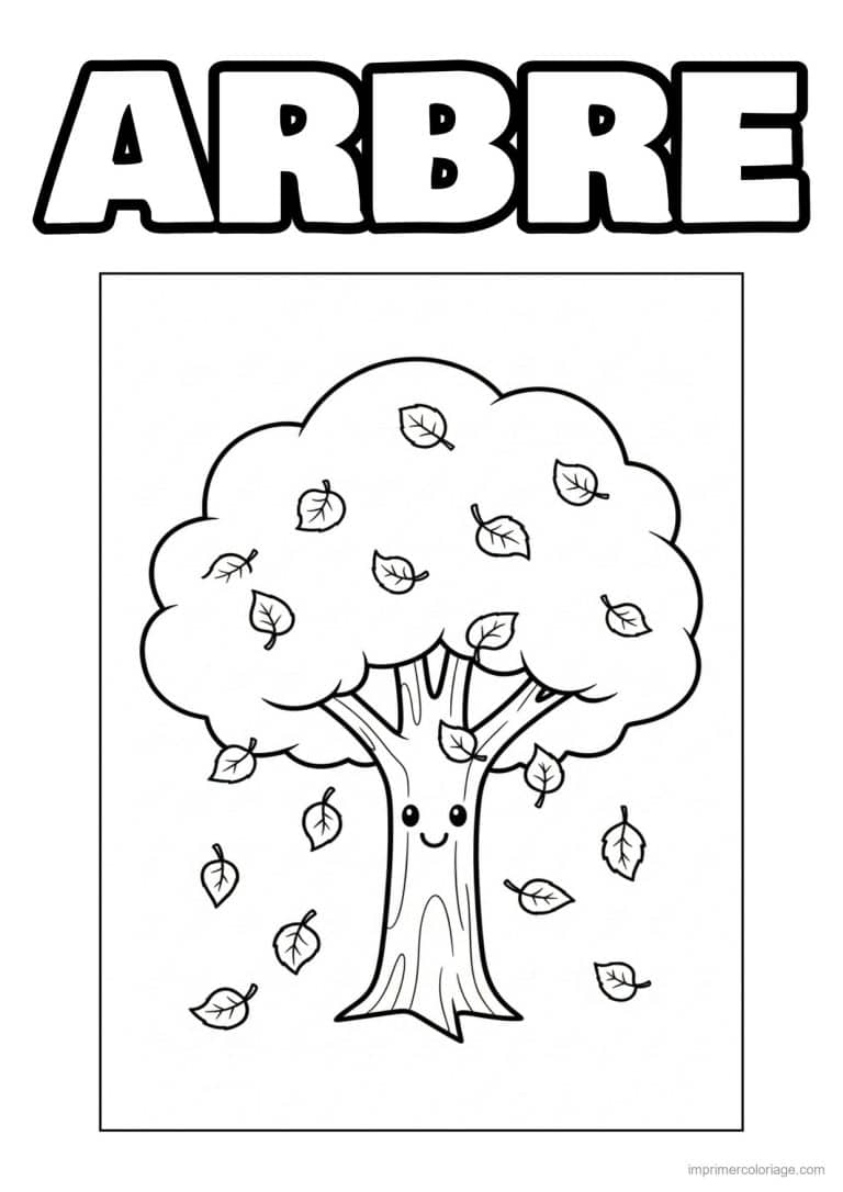 coloriage arbre visage feuilles qui tombent - dessin gratuit &agrave; imprimer