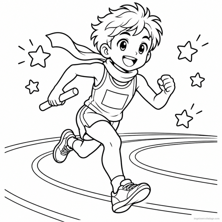 coloriage athletisme cute relais coureur temoin - dessin gratuit &agrave; imprimer