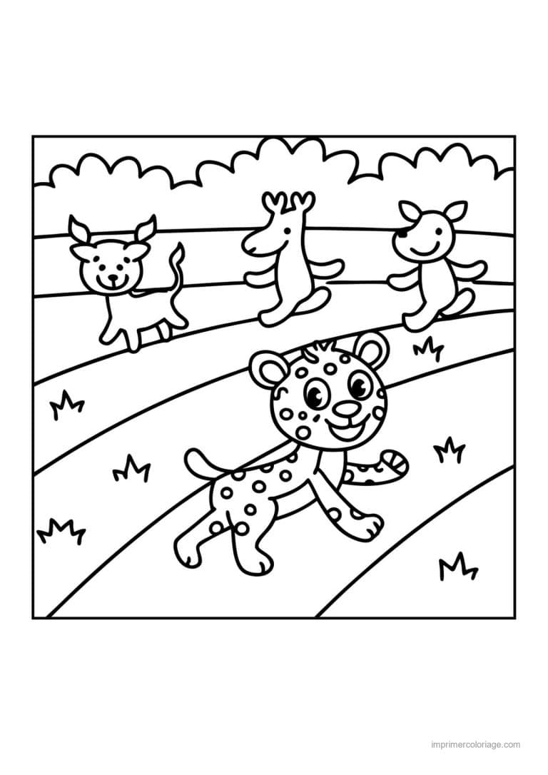 coloriage athletisme guepard course - dessin gratuit &agrave; imprimer