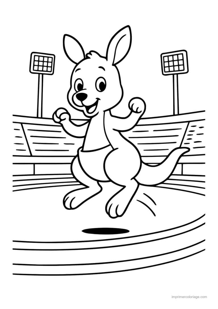 coloriage athletisme kangourou stade - dessin gratuit &agrave; imprimer