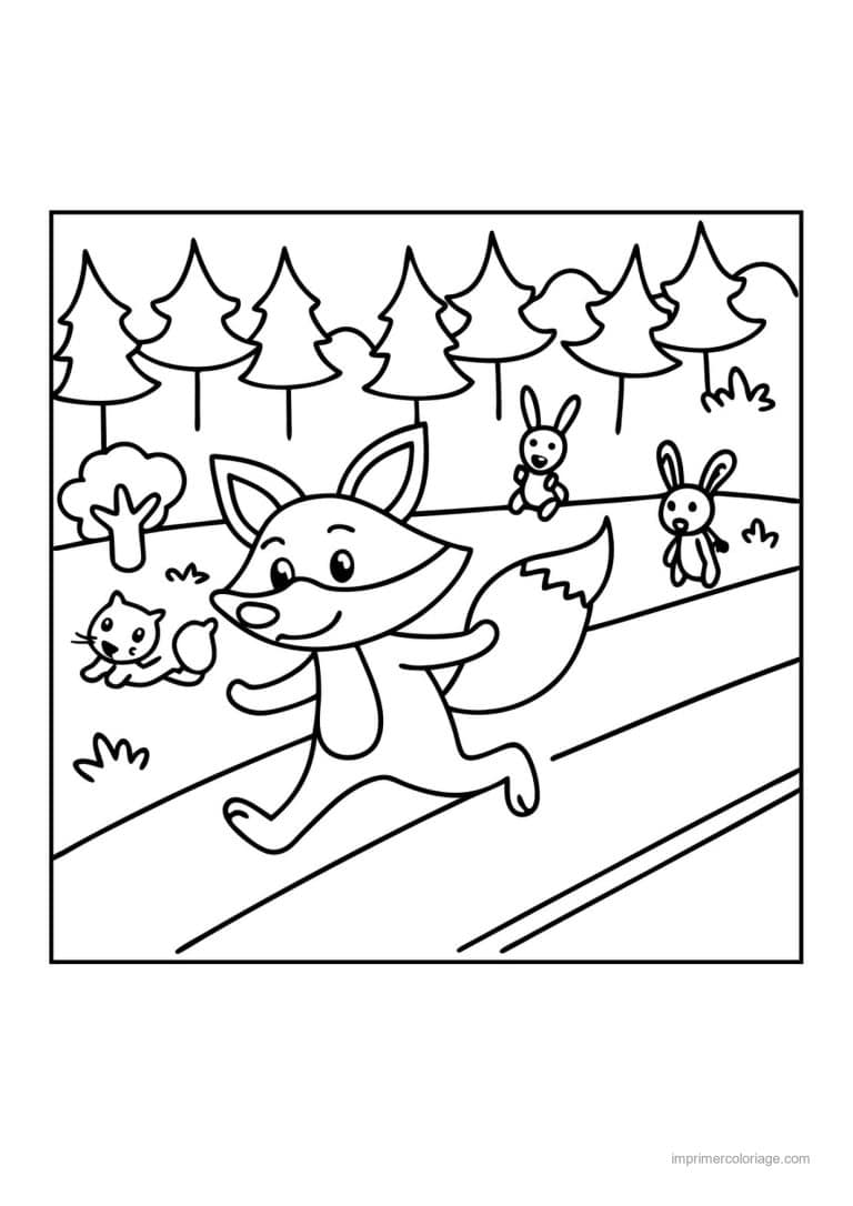 coloriage athletisme renard course - dessin gratuit &agrave; imprimer