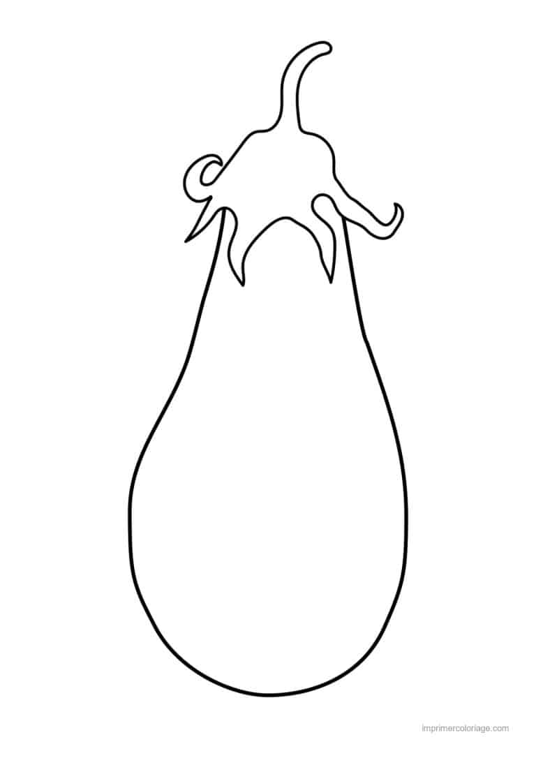 coloriage aubergine aubergine au trait epais 2 - dessin gratuit &agrave; imprimer