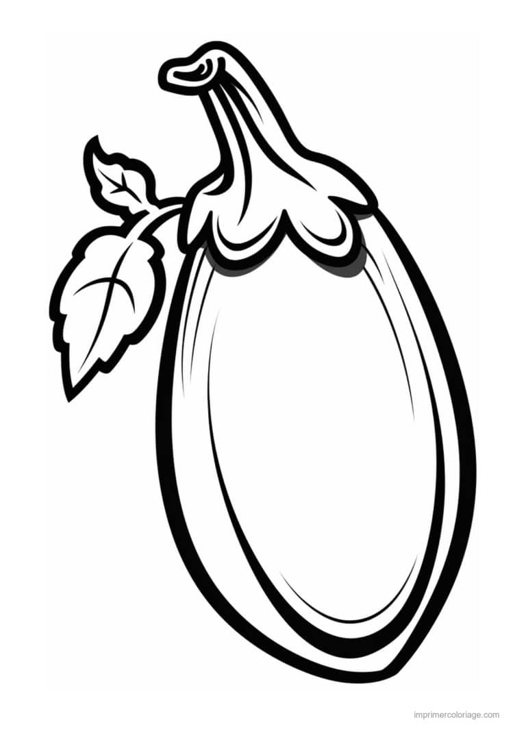 coloriage aubergine aubergine au trait epais 3 - dessin gratuit &agrave; imprimer