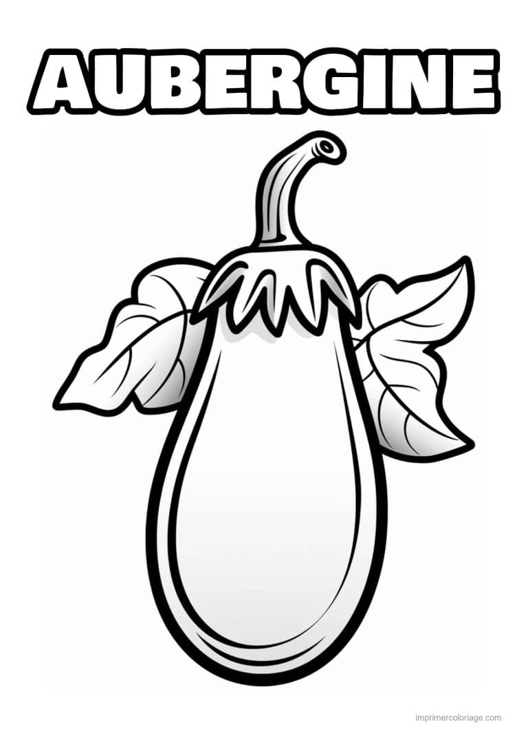 coloriage aubergine aubergine en poire et ses feuilles - dessin gratuit &agrave; imprimer