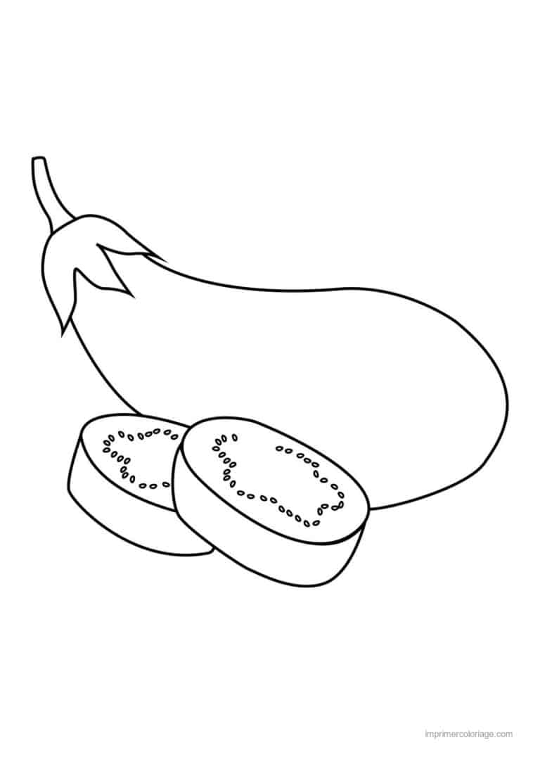 coloriage aubergine aubergine entiere et rondelles - dessin gratuit &agrave; imprimer