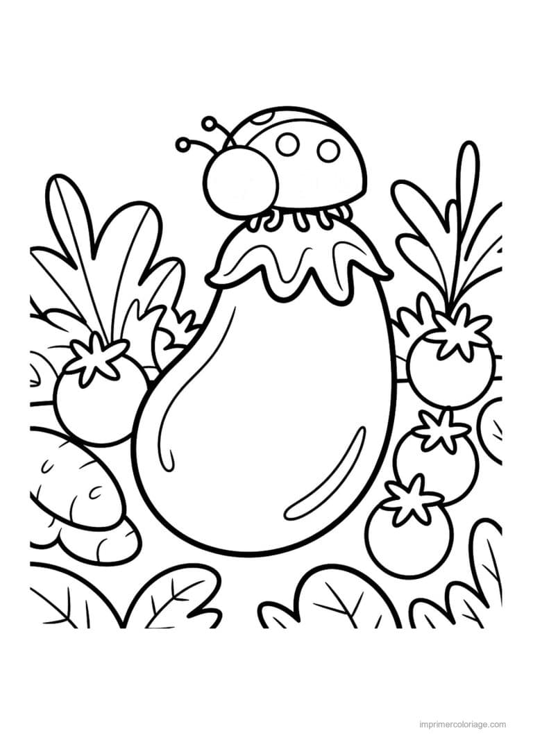coloriage aubergine aubergine et coccinelle - dessin gratuit &agrave; imprimer