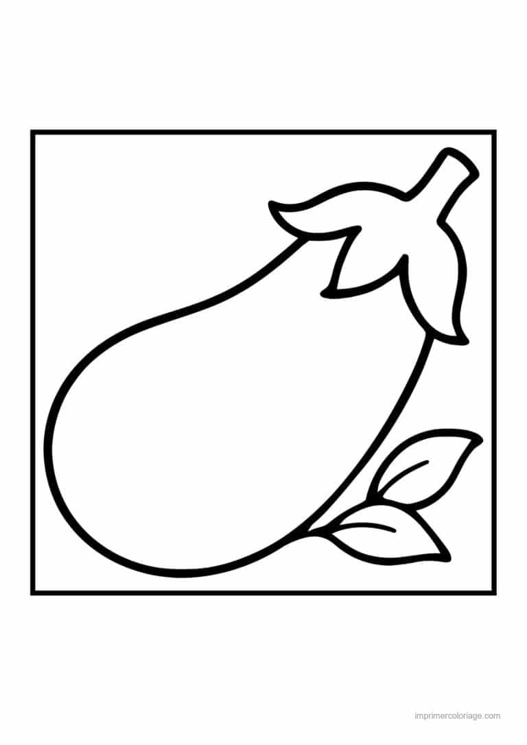 coloriage aubergine aubergine et sa feuille - dessin gratuit &agrave; imprimer