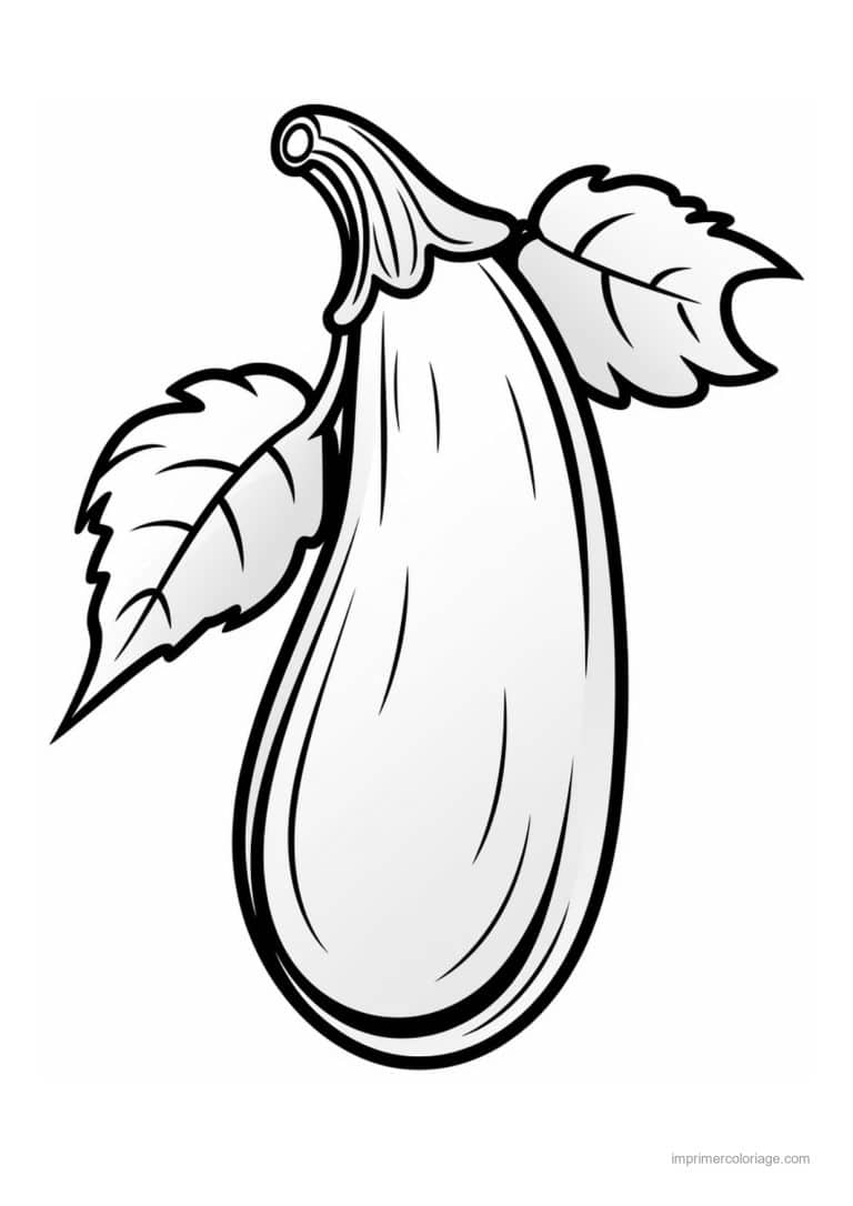 coloriage aubergine aubergine et ses deux feuilles - dessin gratuit &agrave; imprimer