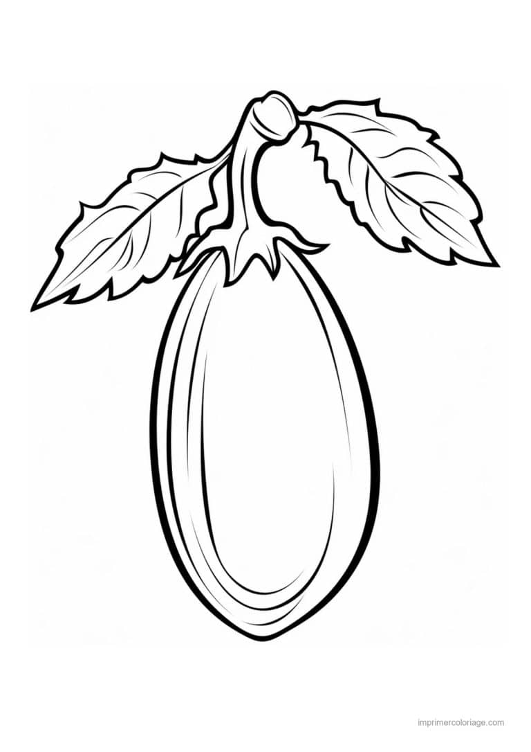coloriage aubergine aubergine et son calice decoupe - dessin gratuit &agrave; imprimer