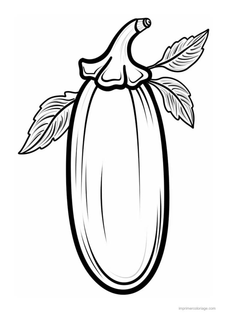coloriage aubergine aubergine fine et sa feuille - dessin gratuit &agrave; imprimer