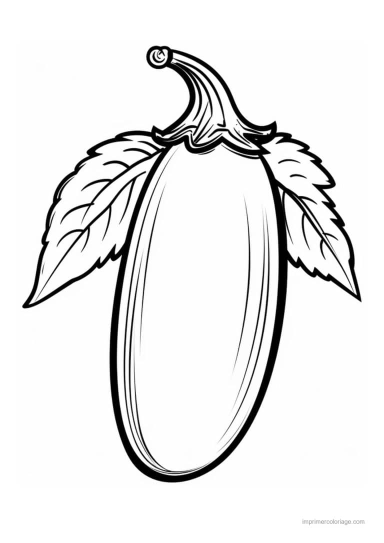 coloriage aubergine aubergine fine et ses feuilles - dessin gratuit &agrave; imprimer