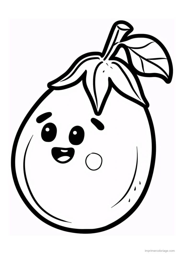 coloriage aubergine aubergine kawaii 124 - dessin gratuit &agrave; imprimer