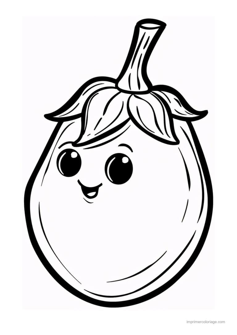 coloriage aubergine aubergine kawaii 139 - dessin gratuit &agrave; imprimer
