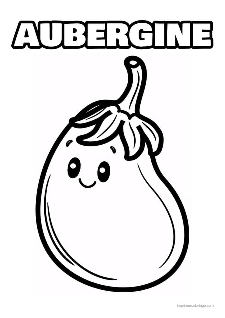 coloriage aubergine aubergine kawaii 156 - dessin gratuit &agrave; imprimer