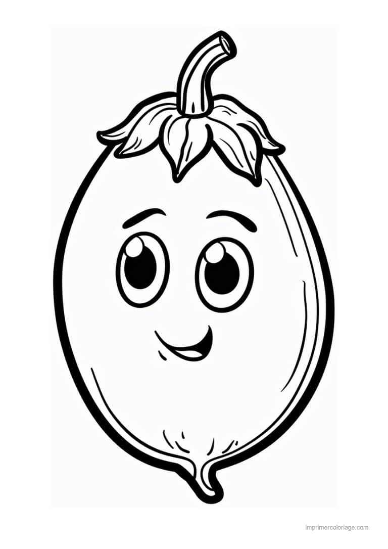 coloriage aubergine aubergine kawaii 189 - dessin gratuit &agrave; imprimer