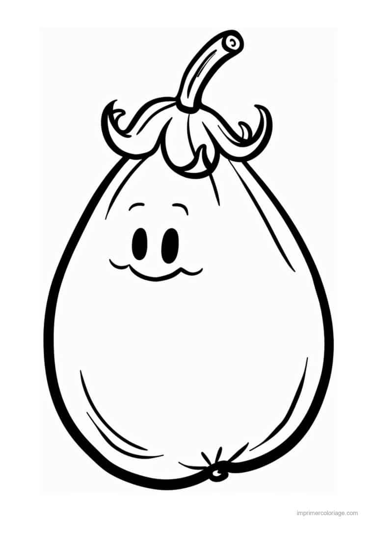 coloriage aubergine aubergine kawaii en poire - dessin gratuit &agrave; imprimer