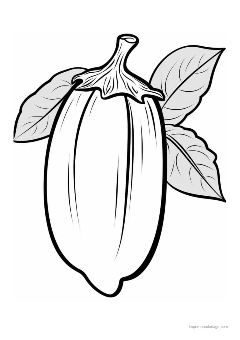 coloriage aubergine aubergine large et ses feuilles - dessin gratuit &agrave; imprimer