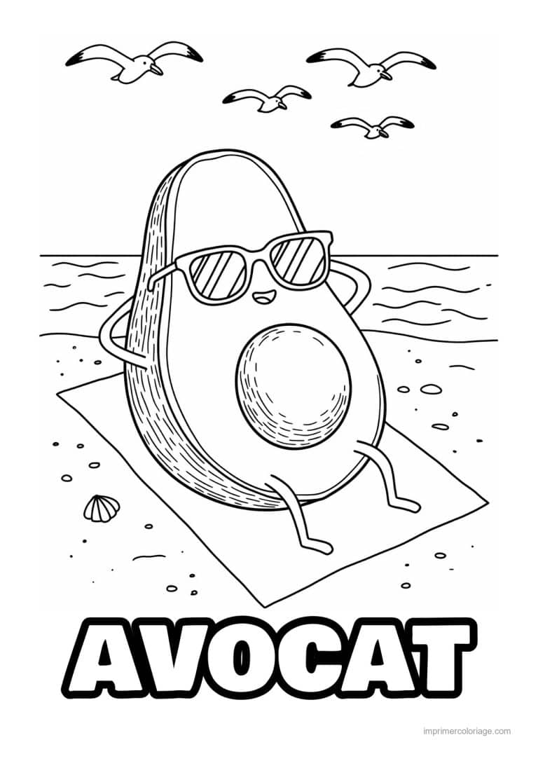 coloriage avocat avocat a la plage - dessin gratuit &agrave; imprimer
