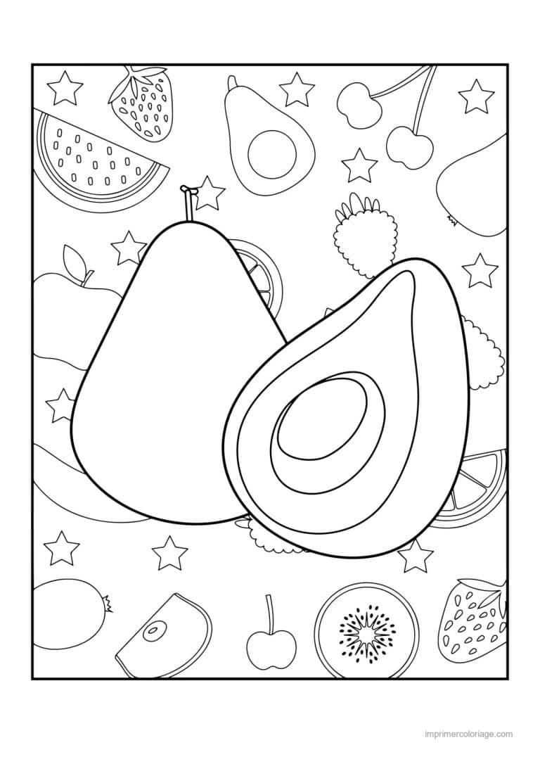 coloriage avocat avocat entier et coupe sur fond motif 3 - dessin gratuit &agrave; imprimer
