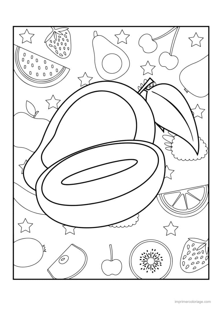 coloriage avocat avocat entier et coupe sur fond motif - dessin gratuit &agrave; imprimer