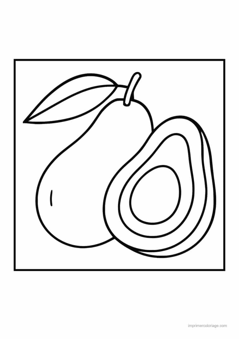 coloriage avocat poire et avocat coupe - dessin gratuit &agrave; imprimer