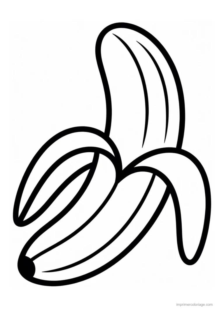 coloriage banane banane epluchee au trait epais - dessin gratuit &agrave; imprimer
