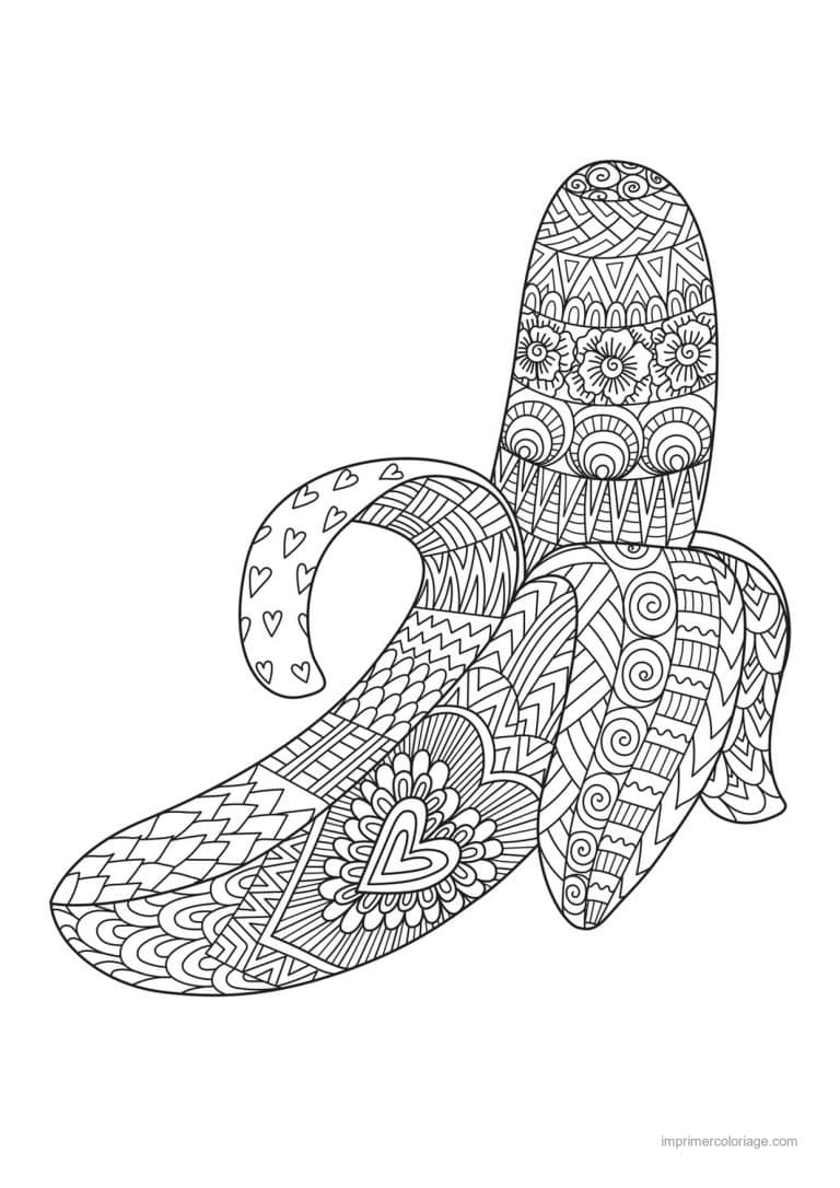 coloriage banane banane epluchee mandala - dessin gratuit &agrave; imprimer