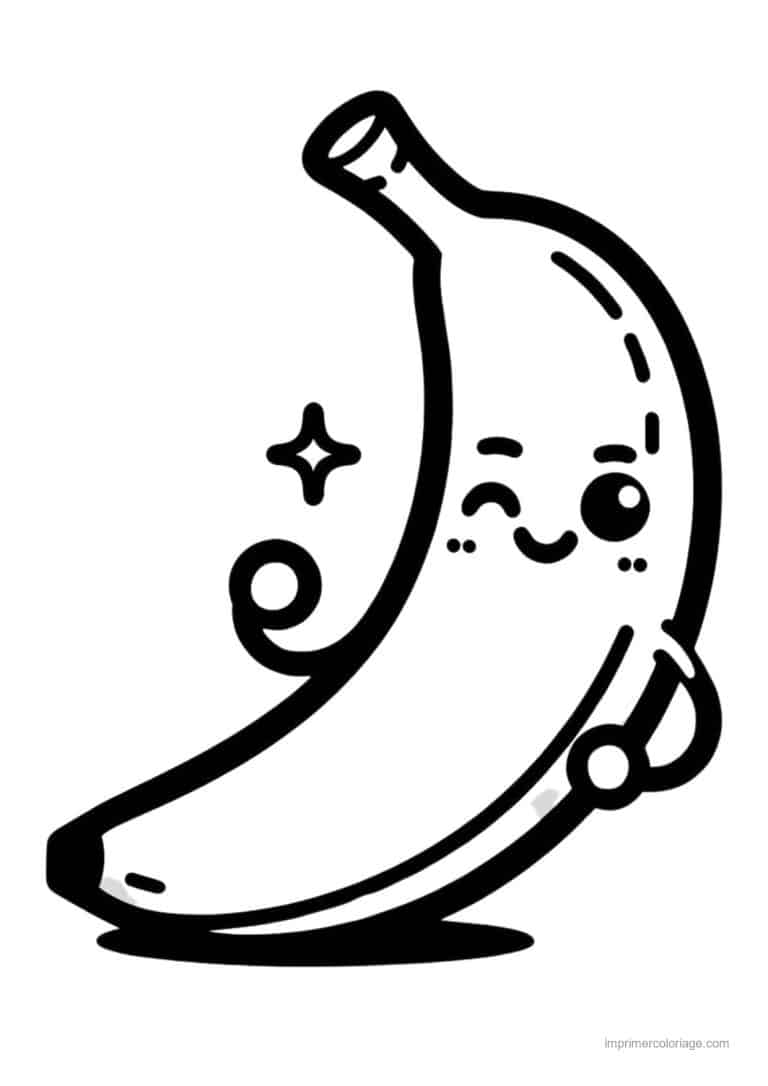 coloriage banane banane kawaii clin d oeil - dessin gratuit &agrave; imprimer