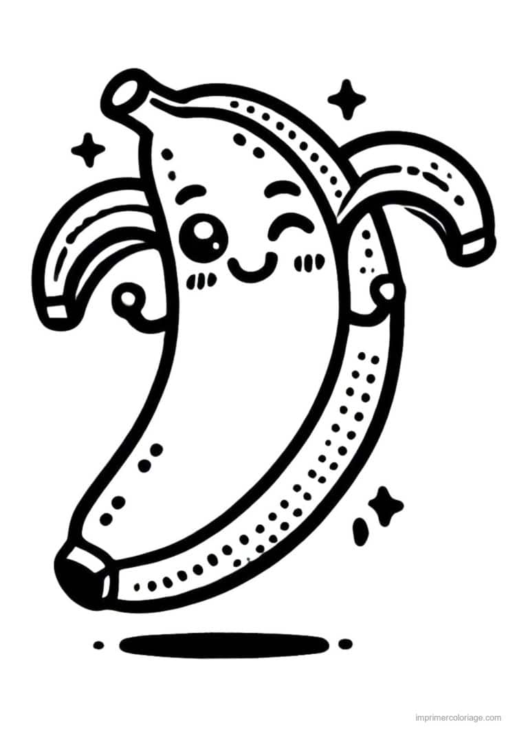 coloriage banane banane kawaii epluchee 2 - dessin gratuit &agrave; imprimer