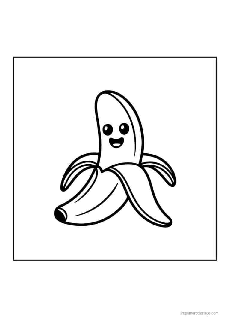 coloriage banane banane kawaii epluchee - dessin gratuit &agrave; imprimer