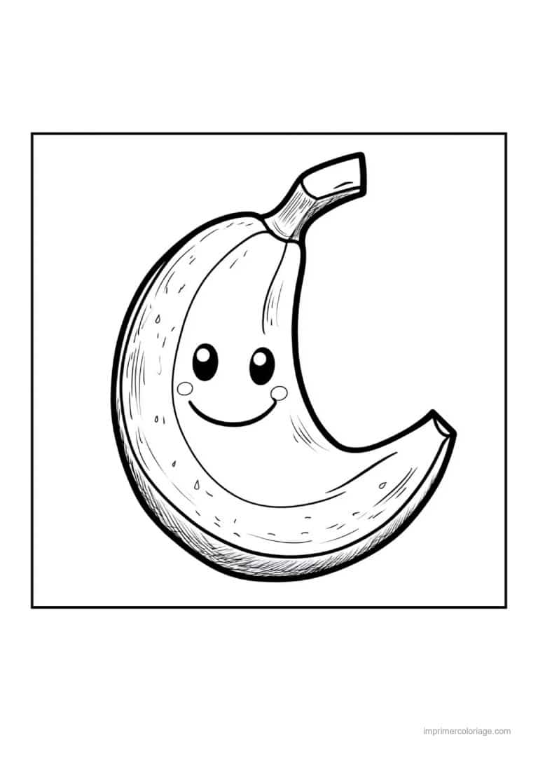 coloriage banane banane souriante - dessin gratuit &agrave; imprimer